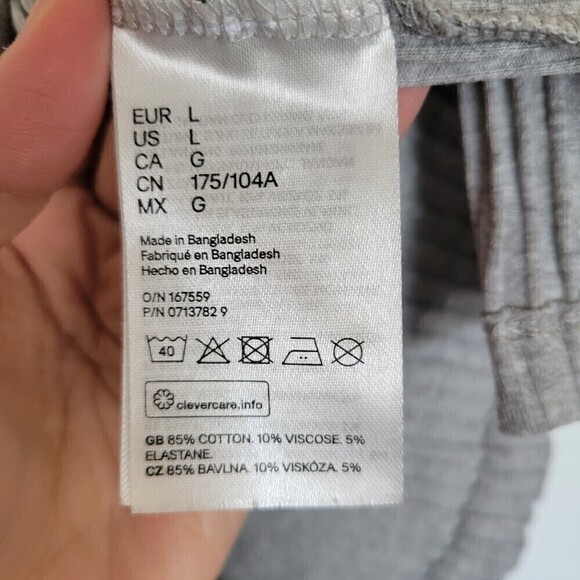 H&M Divided Heather Gray Ribbed Short Sleeve Jersey Knit Mini Dress Size Large - Picture 9 of 11